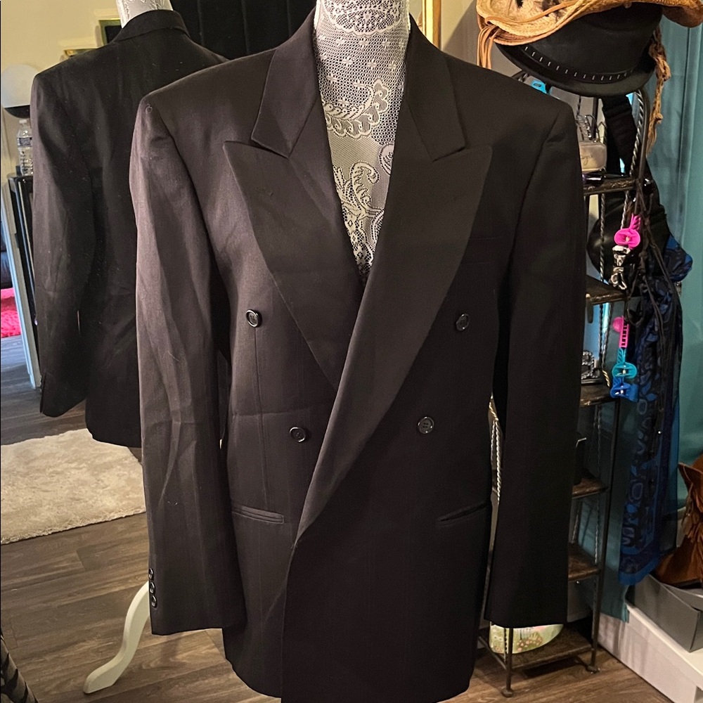 Classic Black Double-Breasted Men's Blazer